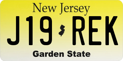NJ license plate J19REK
