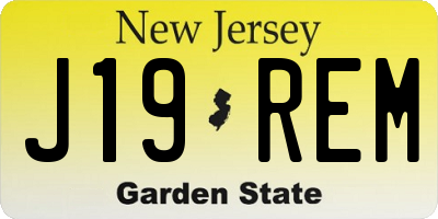NJ license plate J19REM