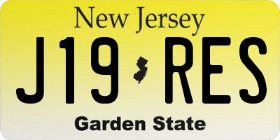 NJ license plate J19RES