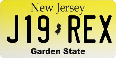 NJ license plate J19REX