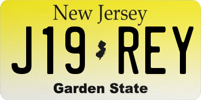 NJ license plate J19REY