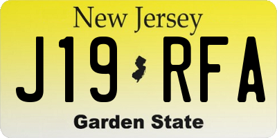 NJ license plate J19RFA
