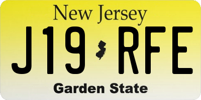 NJ license plate J19RFE