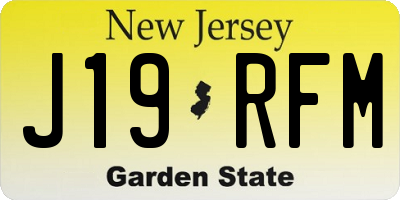 NJ license plate J19RFM