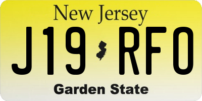 NJ license plate J19RFO