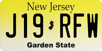 NJ license plate J19RFW