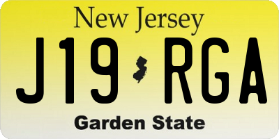 NJ license plate J19RGA