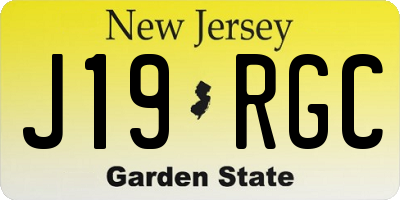 NJ license plate J19RGC