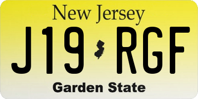 NJ license plate J19RGF
