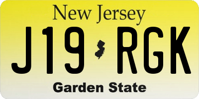 NJ license plate J19RGK