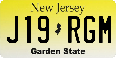 NJ license plate J19RGM