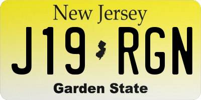 NJ license plate J19RGN
