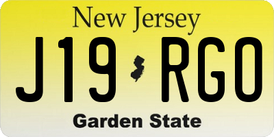 NJ license plate J19RGO