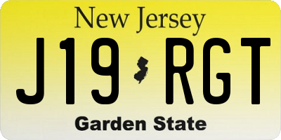 NJ license plate J19RGT