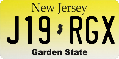 NJ license plate J19RGX