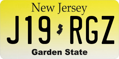 NJ license plate J19RGZ