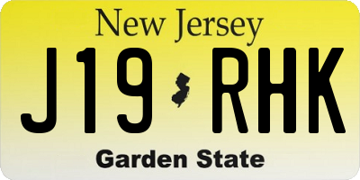 NJ license plate J19RHK