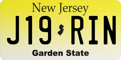 NJ license plate J19RIN
