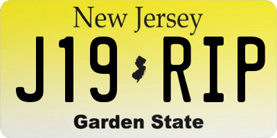NJ license plate J19RIP