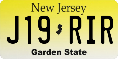NJ license plate J19RIR