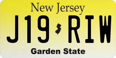 NJ license plate J19RIW