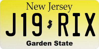 NJ license plate J19RIX
