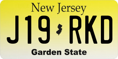 NJ license plate J19RKD
