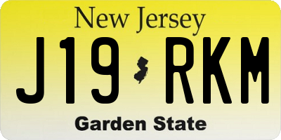 NJ license plate J19RKM