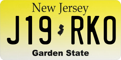 NJ license plate J19RKO