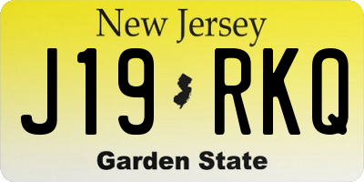 NJ license plate J19RKQ