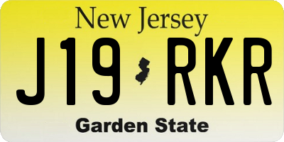 NJ license plate J19RKR