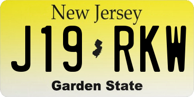 NJ license plate J19RKW