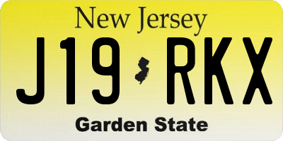 NJ license plate J19RKX