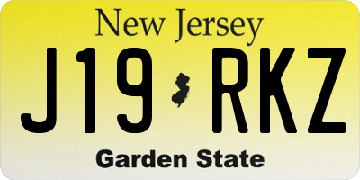 NJ license plate J19RKZ
