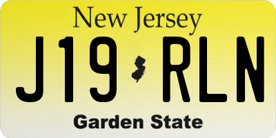NJ license plate J19RLN