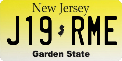NJ license plate J19RME