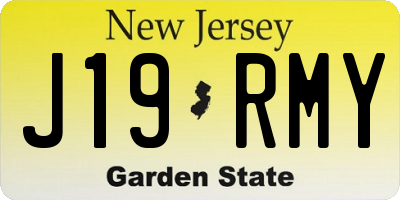 NJ license plate J19RMY