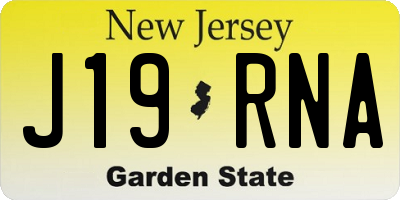 NJ license plate J19RNA
