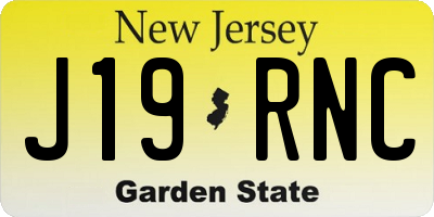 NJ license plate J19RNC
