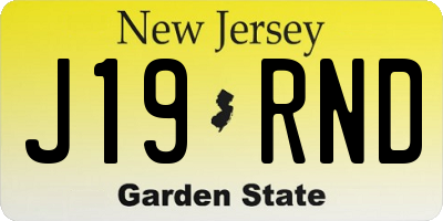 NJ license plate J19RND