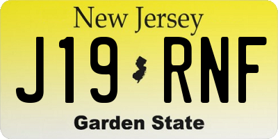 NJ license plate J19RNF