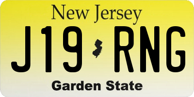 NJ license plate J19RNG