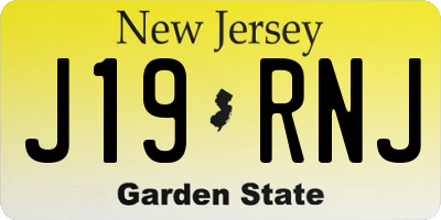 NJ license plate J19RNJ