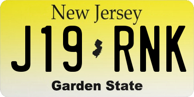 NJ license plate J19RNK