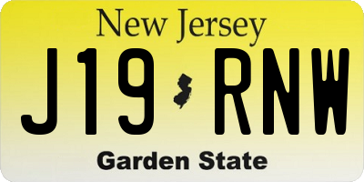 NJ license plate J19RNW