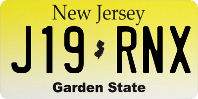 NJ license plate J19RNX