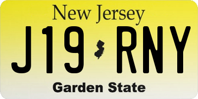 NJ license plate J19RNY