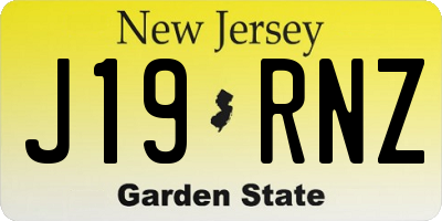 NJ license plate J19RNZ