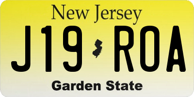 NJ license plate J19ROA