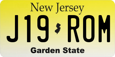 NJ license plate J19ROM